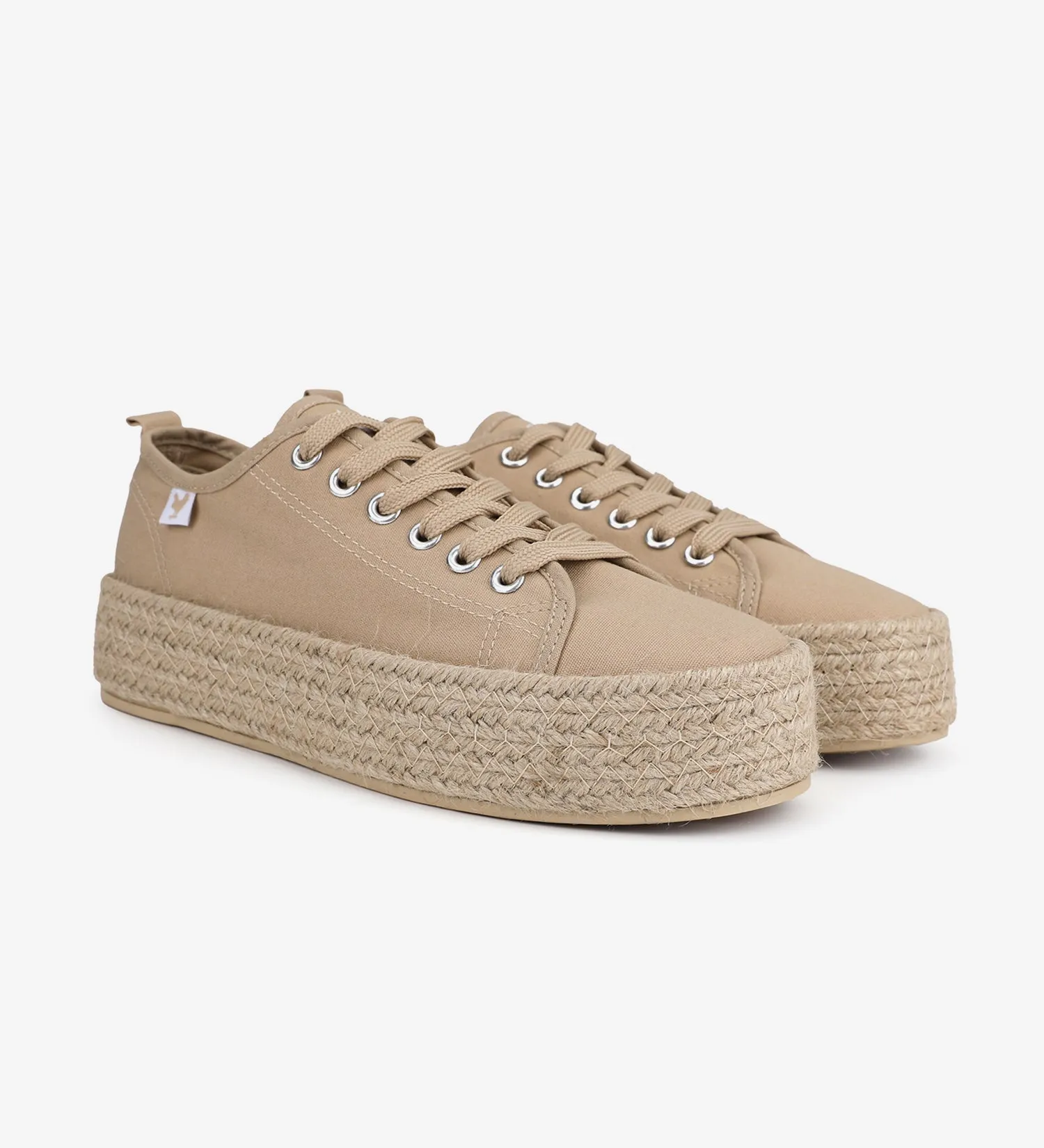 Espadrille sneakers with a 4cm platform and laces.