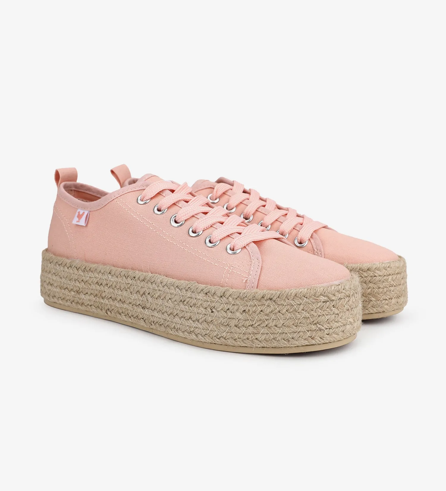 Espadrille sneakers with a 4cm platform and laces.