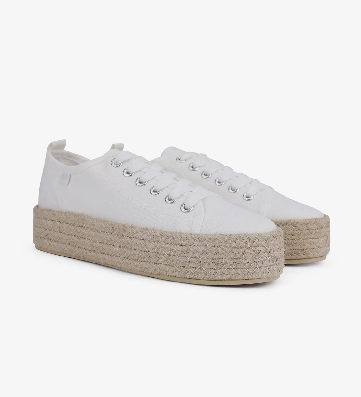 Espadrille sneakers with a 4cm platform and laces.