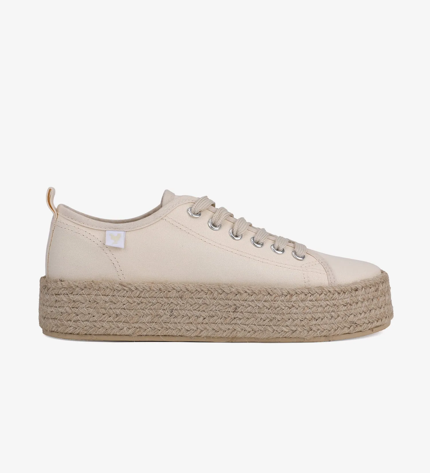 Espadrille sneakers with a 4cm platform and laces.