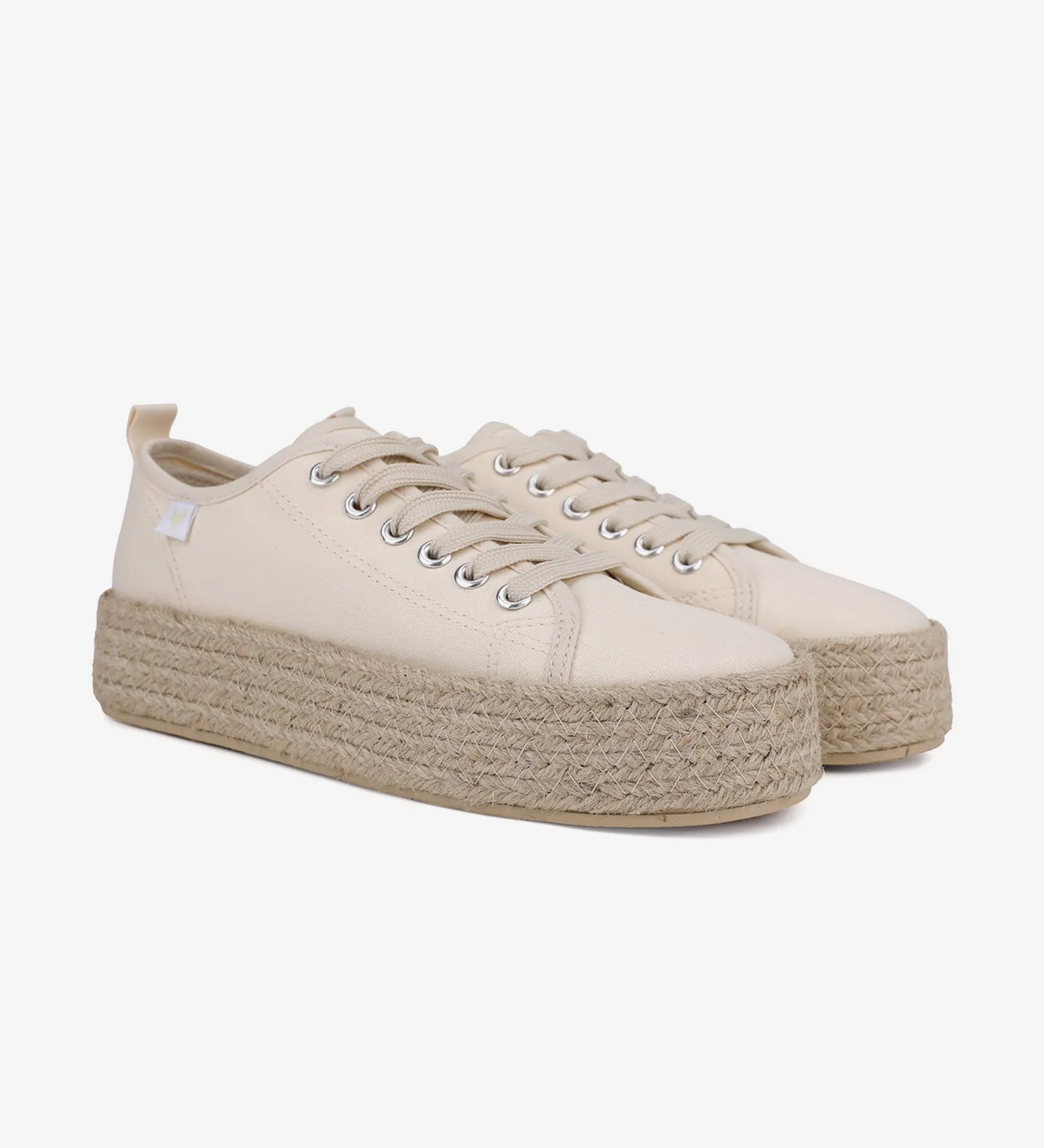 Espadrille sneakers with a 4cm platform and laces.