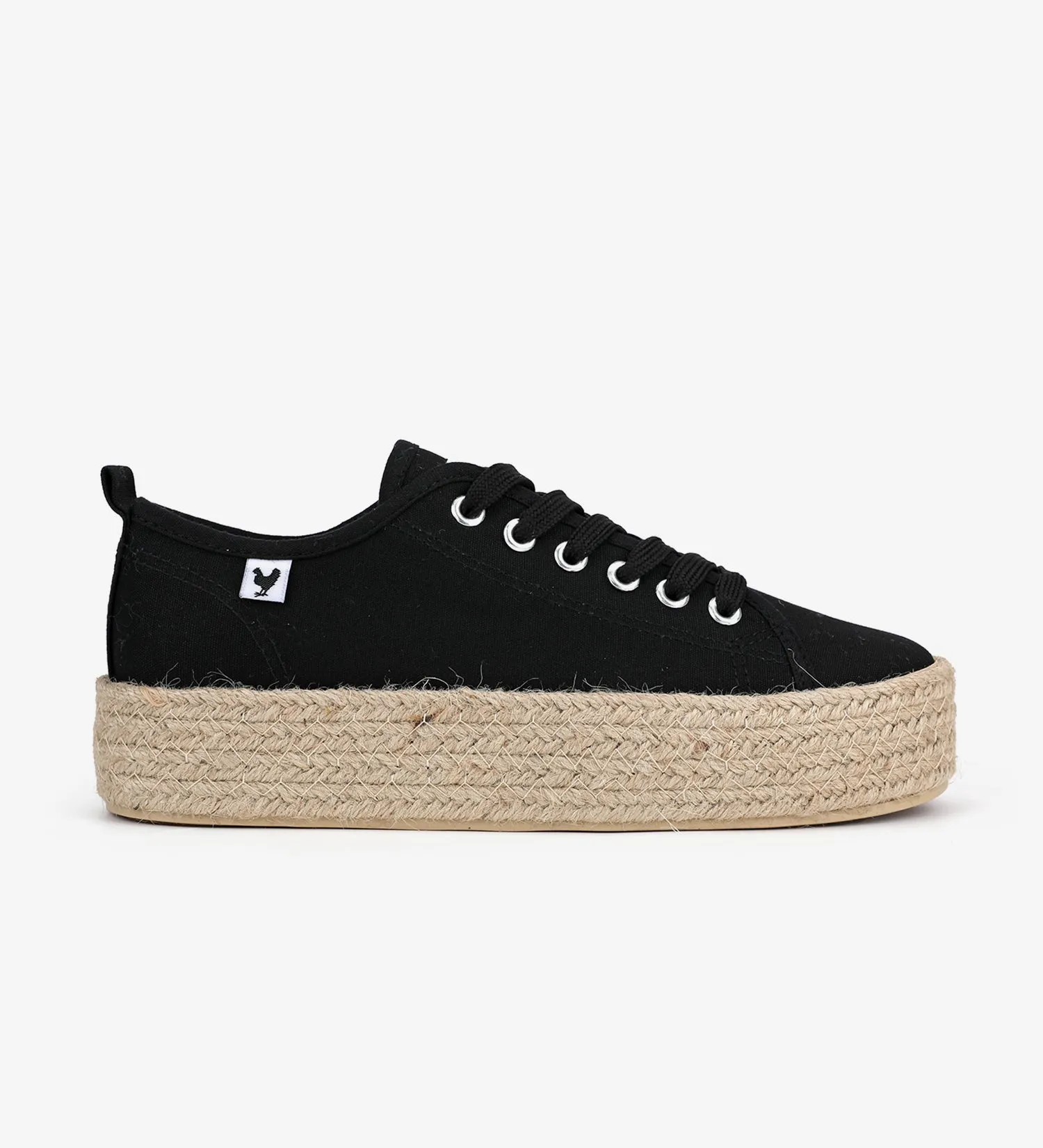 Espadrille sneakers with a 4cm platform and laces.