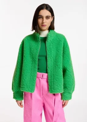 Essentiel Antwerp Green Faux Fur Bomber Jacket - Size S