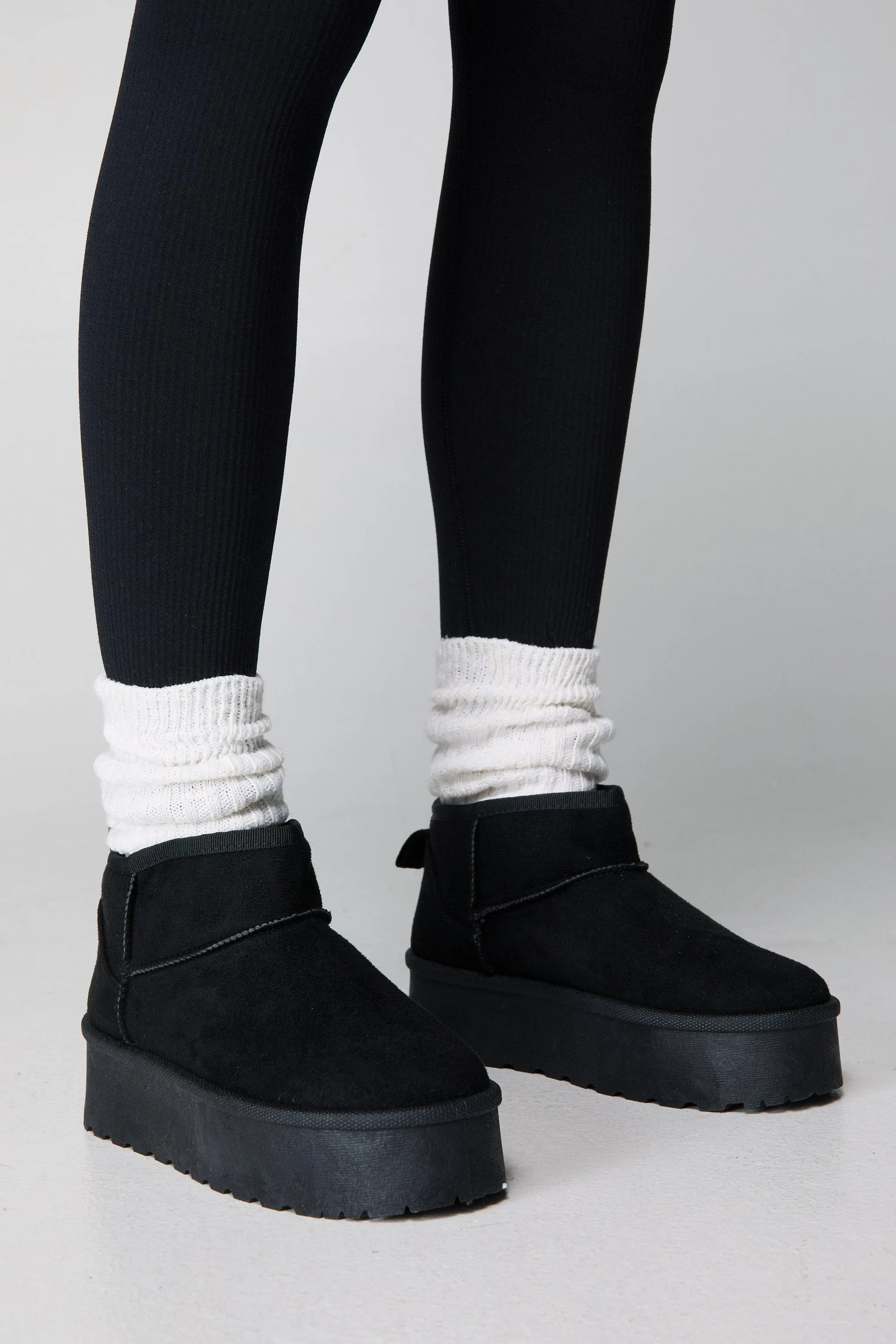 Faux Suede Platform Ankle Boots