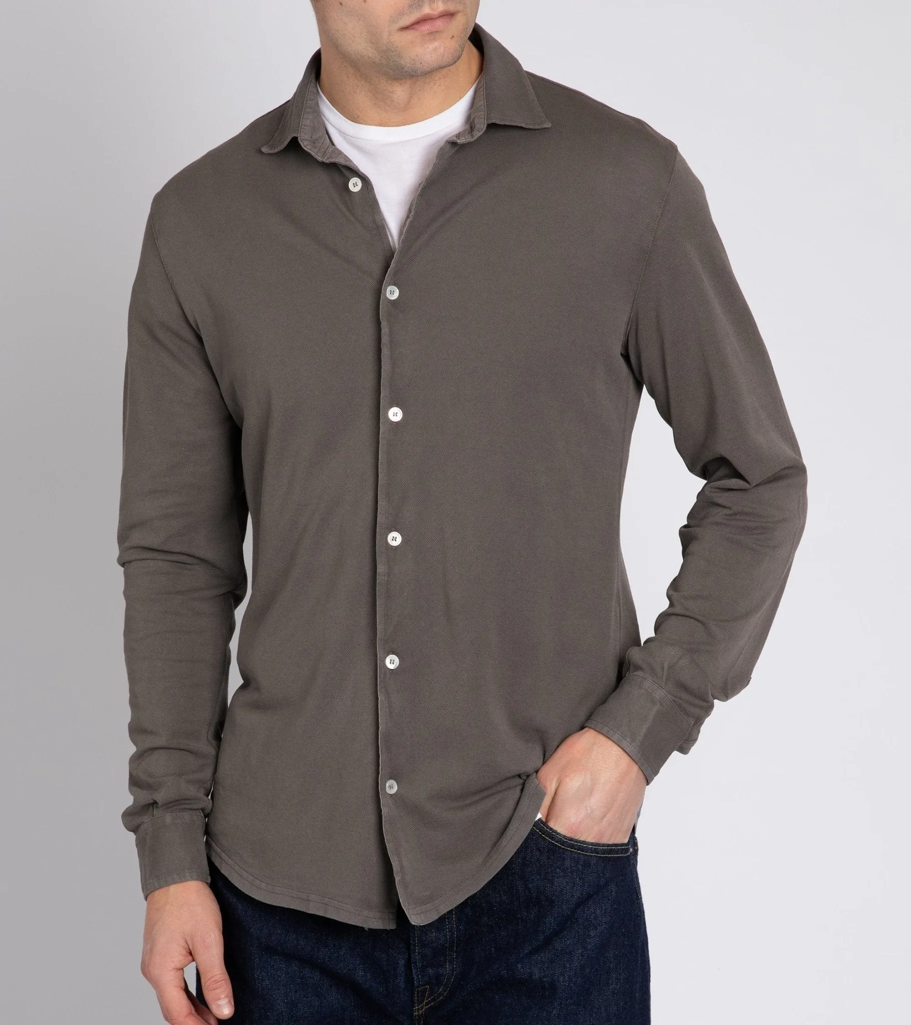 Fedeli Grey Pique Shirt: Light Cotton- Perfect for Any Occasion