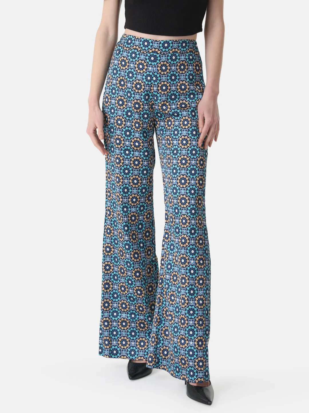 Floral Print Bell Bottom Trousers