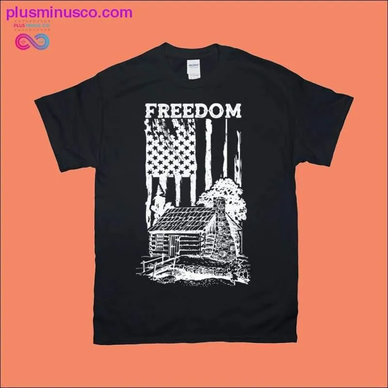 freedom log cabin vertical american flag shirts