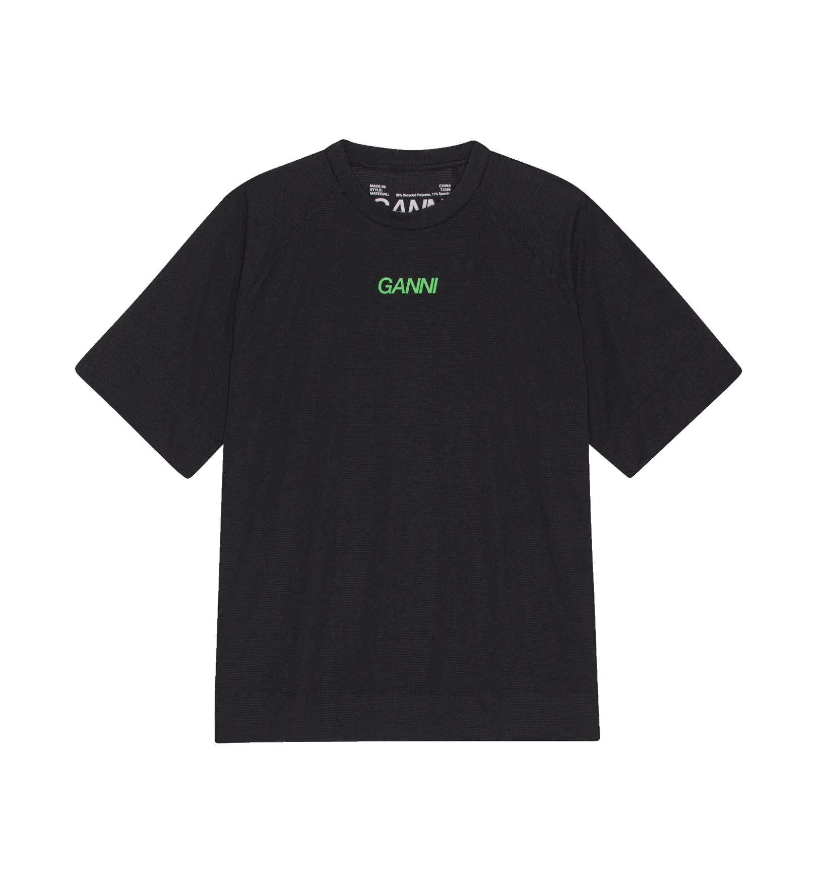 GANNI Black Mesh Workout Shirt