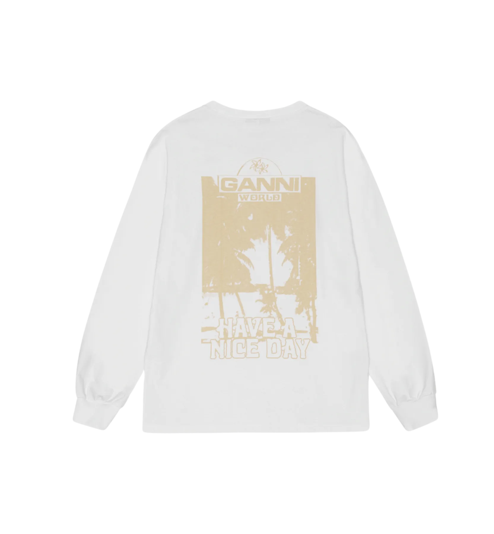 GANNI Palm Print Long Sleeve T-shirt