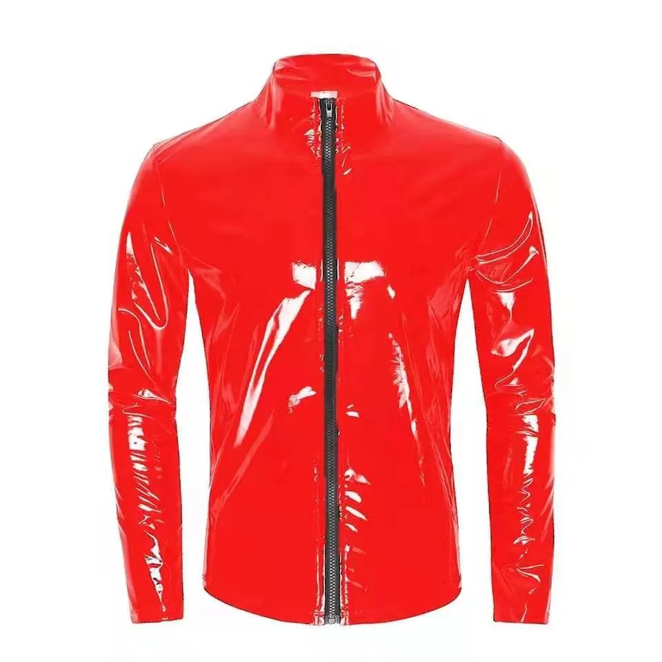 Glossy PVC Leather Sheath Shirt - Ideal for Shaping and Fashionable Appearance