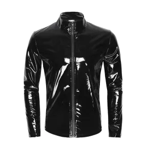 Glossy PVC Leather Sheath Shirt - Ideal for Shaping and Fashionable Appearance