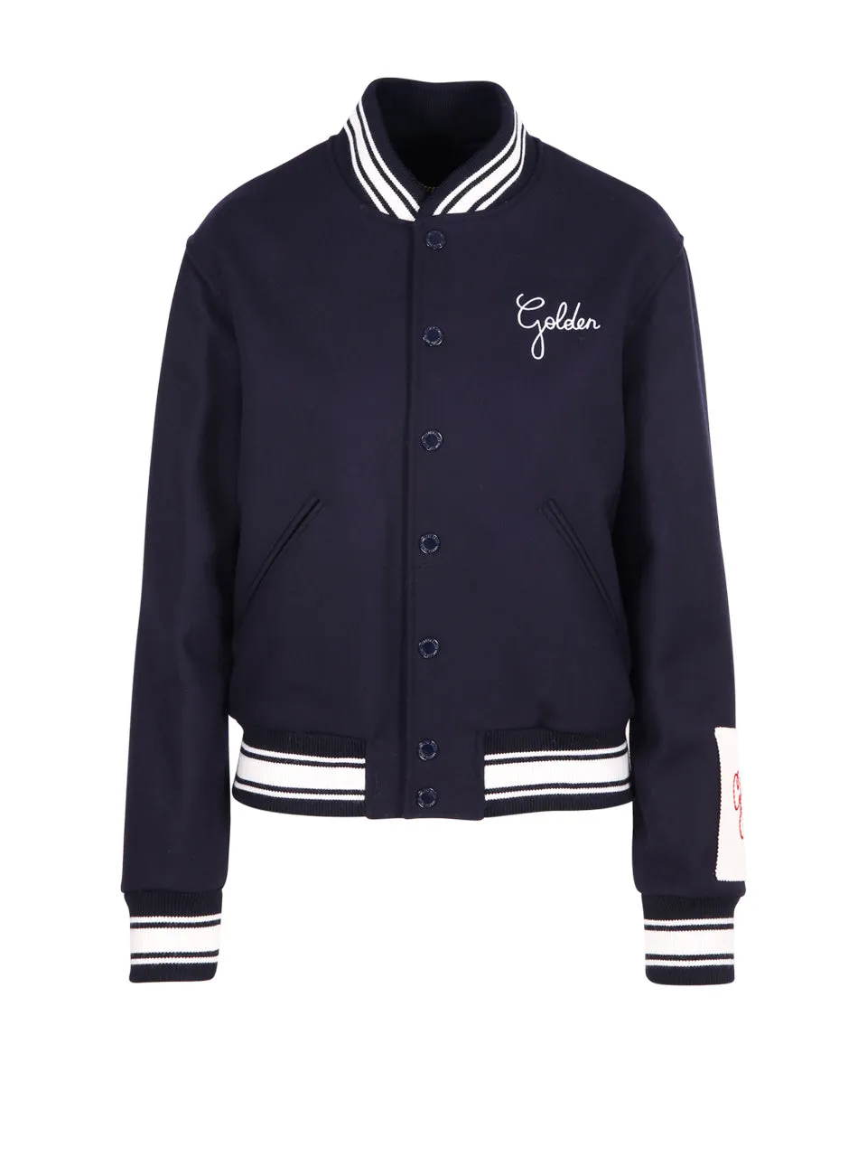 Golden Goose Logo Striped Baseball Jacket