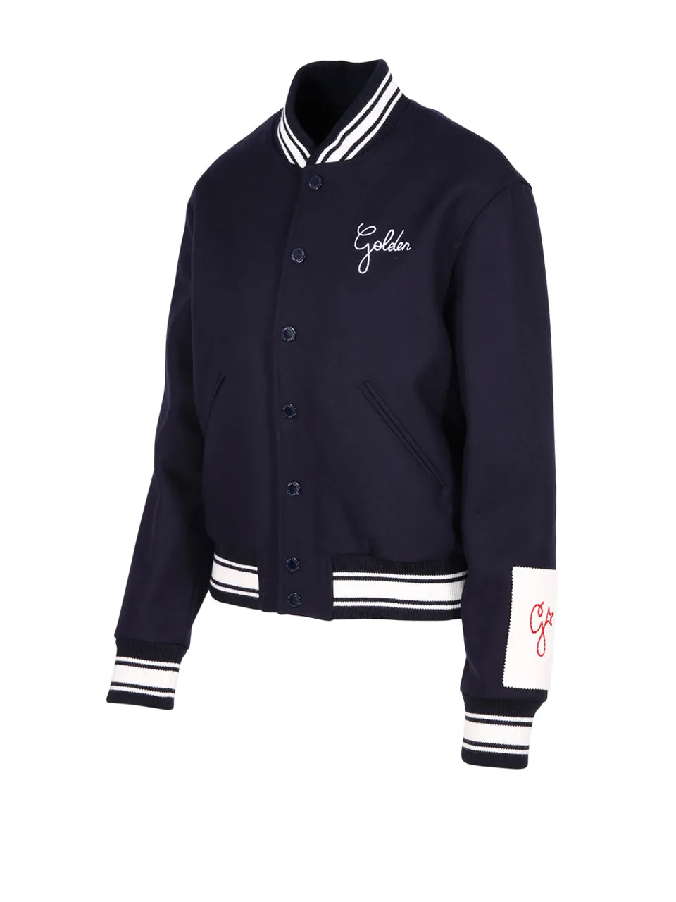 Golden Goose Logo Striped Baseball Jacket