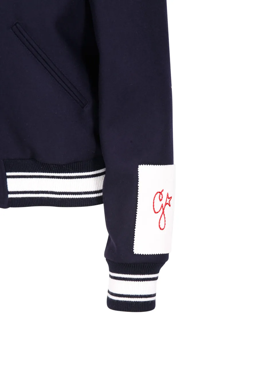 Golden Goose Logo Striped Baseball Jacket