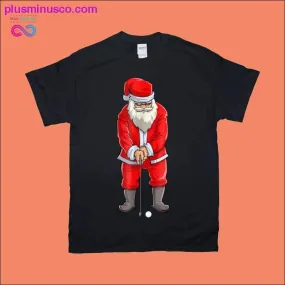 Golf Christmas T-Shirt - Golfer Santa Hat Ball Sport Gift