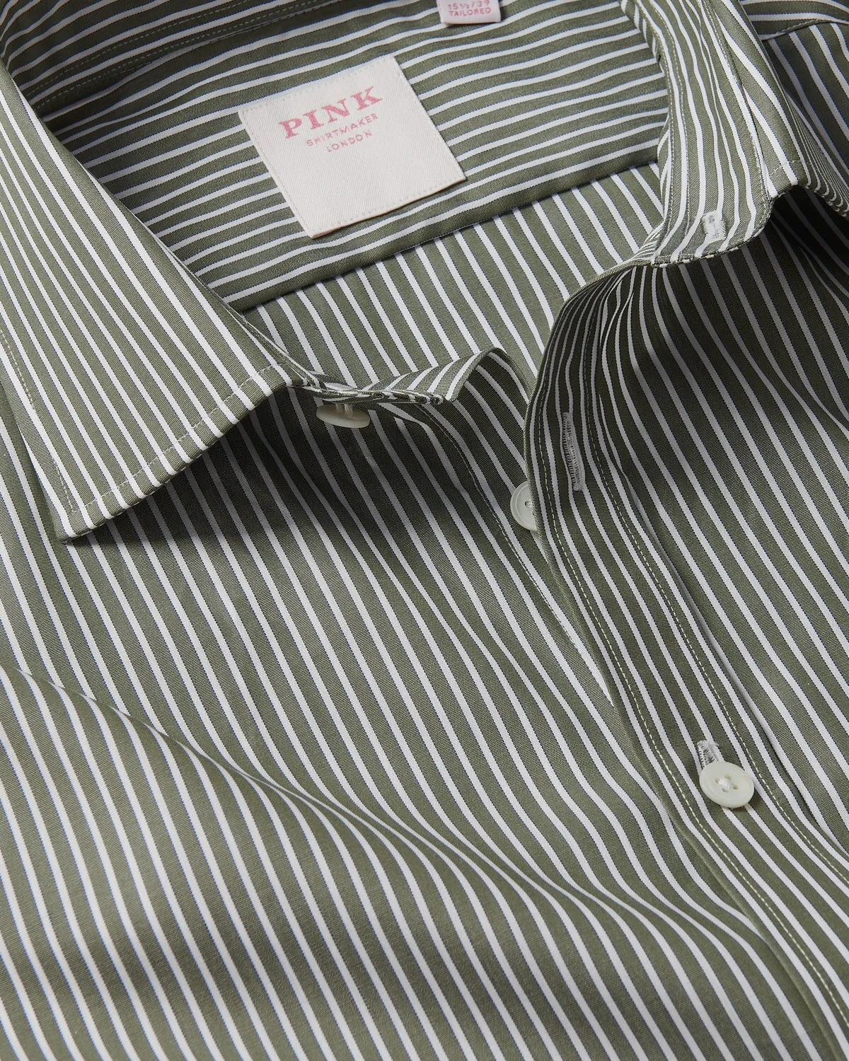 Green and White Poplin Stripe Shirt by Thomas Pink