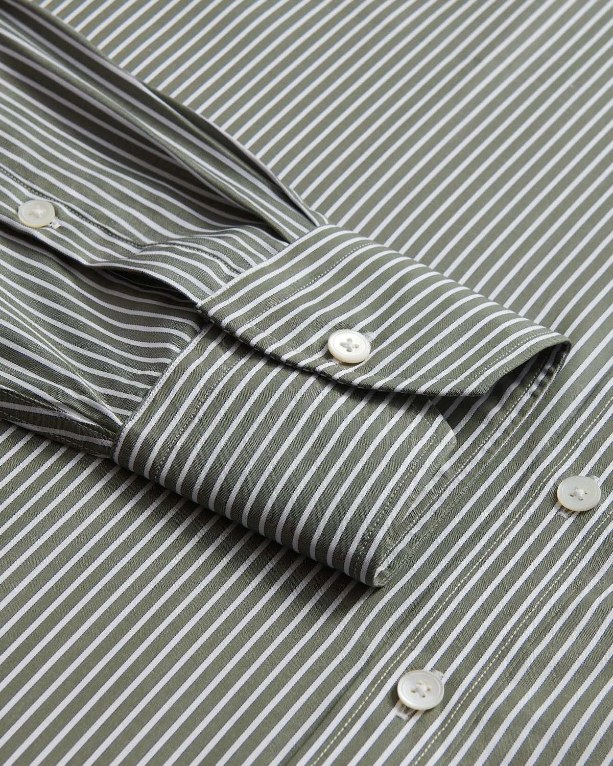 Green and White Poplin Stripe Shirt by Thomas Pink