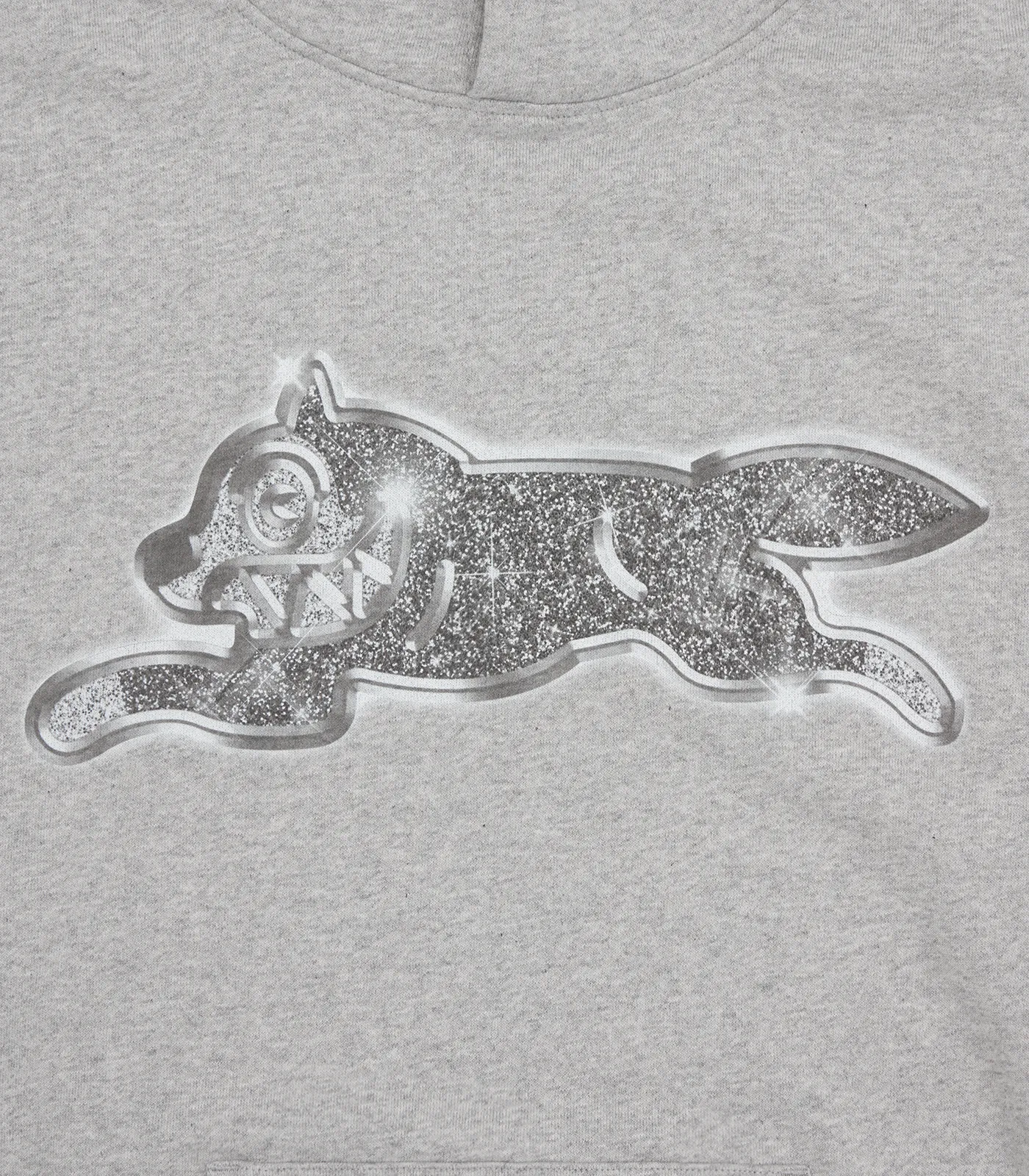 Grey Running Dog Hoodie with Iced Out Design