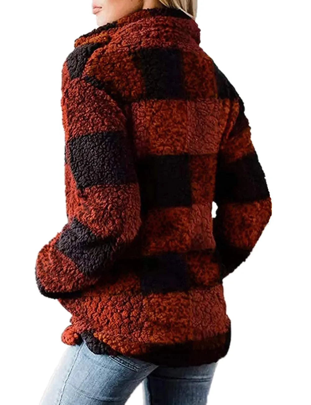 Haute Edition Buffalo Plaid Sherpa Sweatshirt for Women