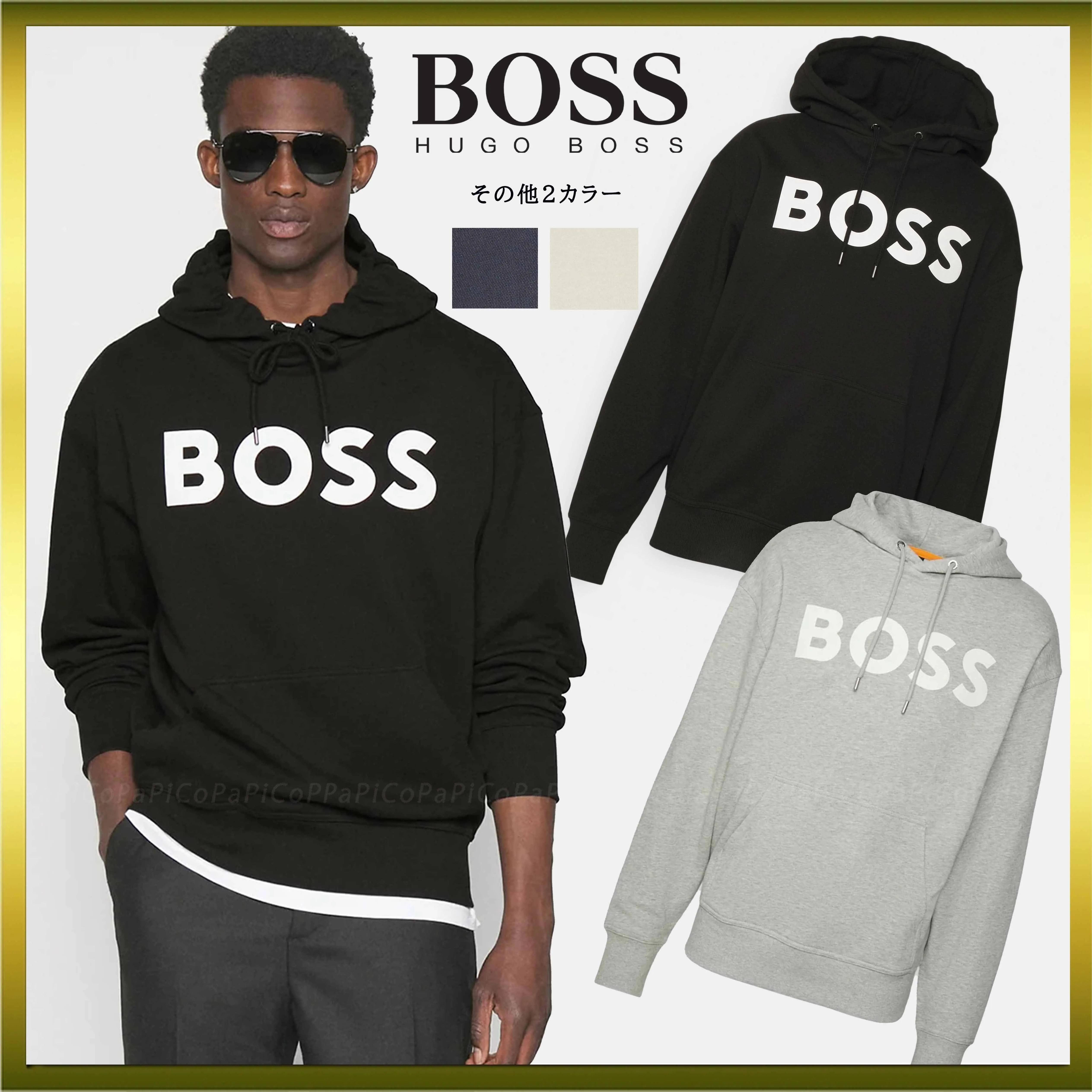 Hugo Boss Unisex Cotton Logo Hoodies | Street Style Long Sleeves Hoodies