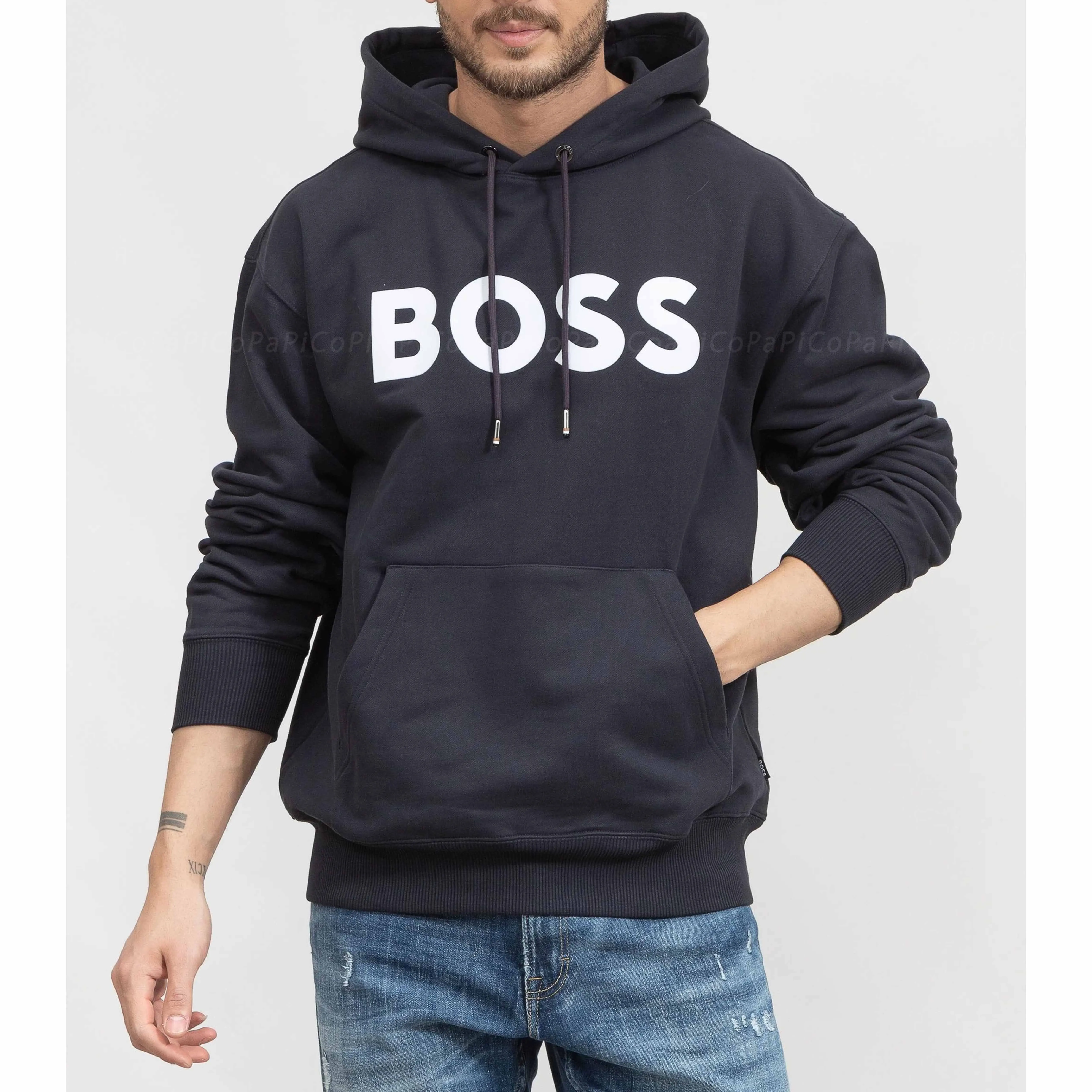 Hugo Boss Unisex Cotton Logo Hoodies | Street Style Long Sleeves Hoodies