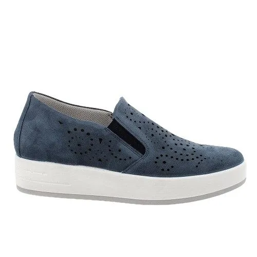 IGI&CO donna slip-on sneakers in blue suede/fabric 5657311