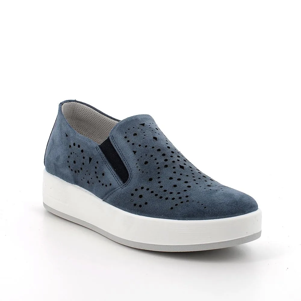 IGI&CO donna slip-on sneakers in blue suede/fabric 5657311