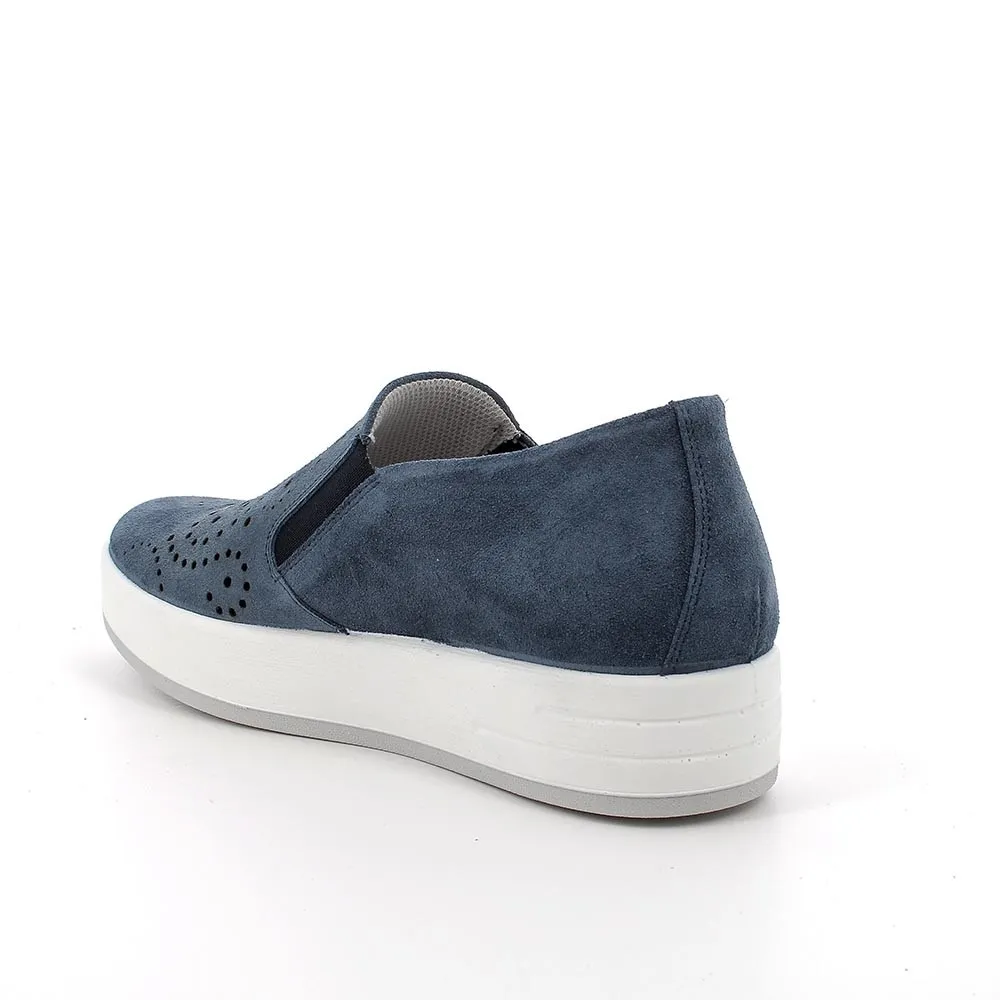 IGI&CO donna slip-on sneakers in blue suede/fabric 5657311