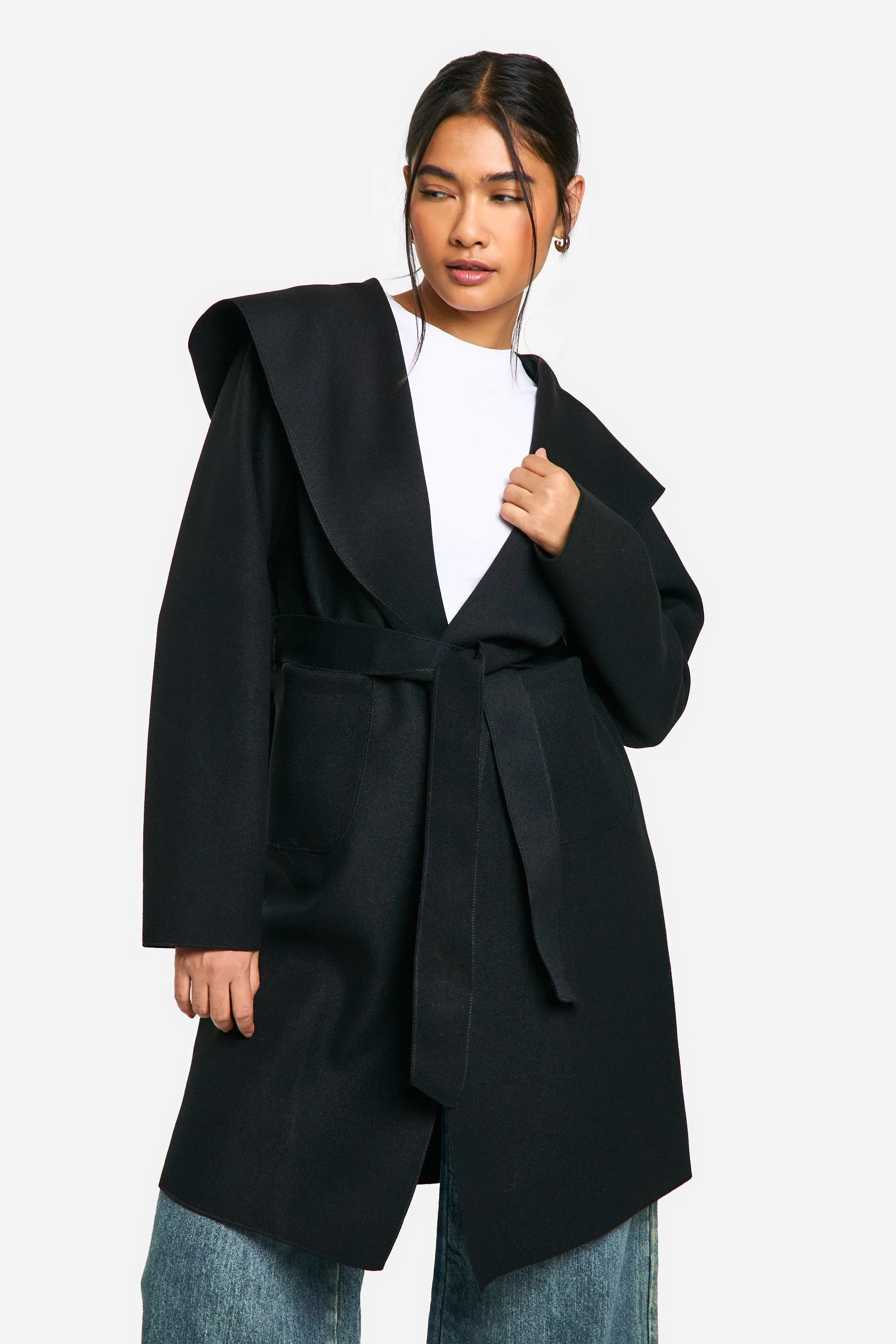 Jackets & Coats | Hooded Wool Look Coat | boohoo