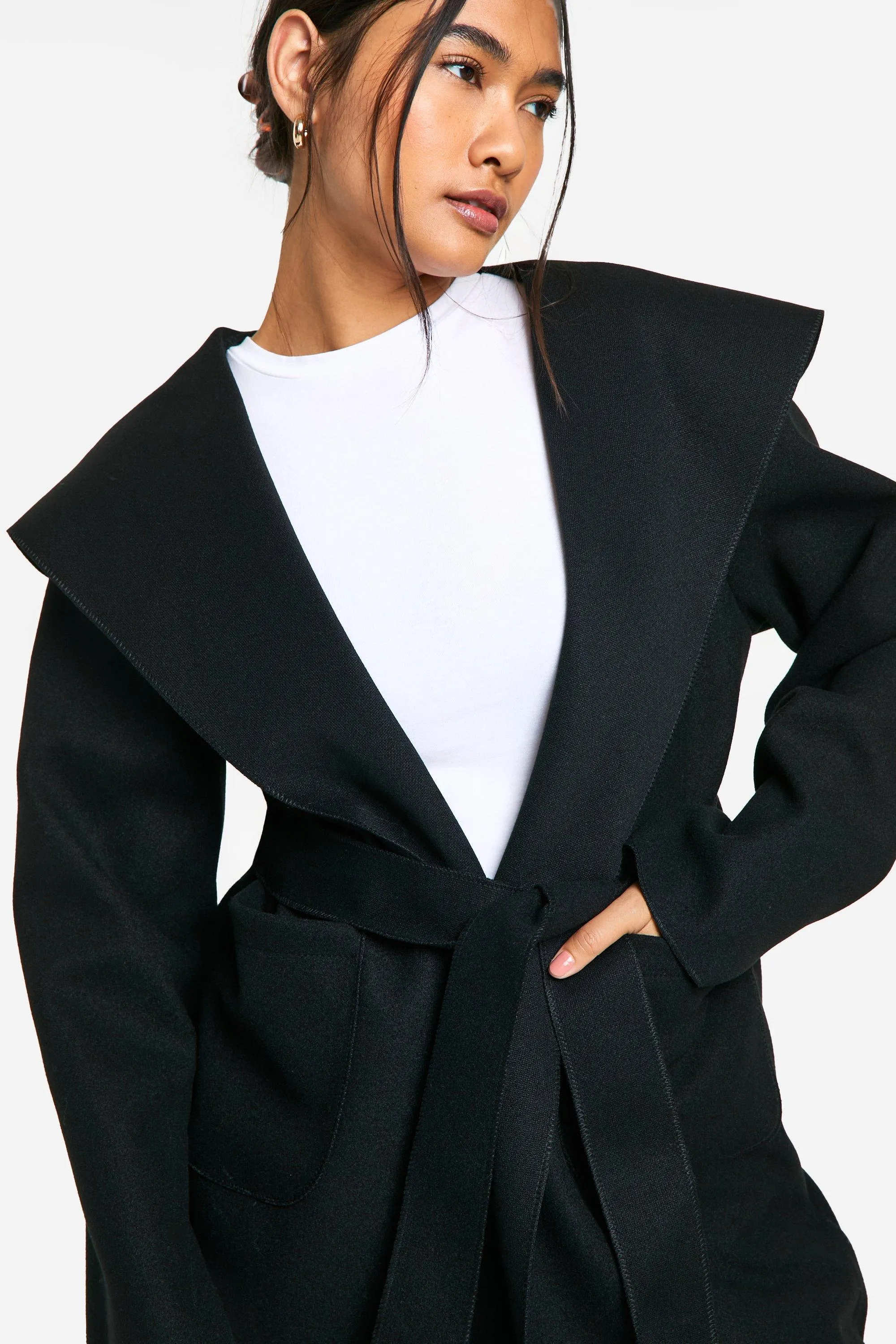 Jackets & Coats | Hooded Wool Look Coat | boohoo