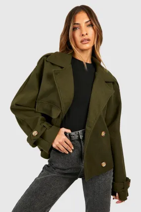 Jackets & Coats | Wool Look Crop Trench Coat | boohoo