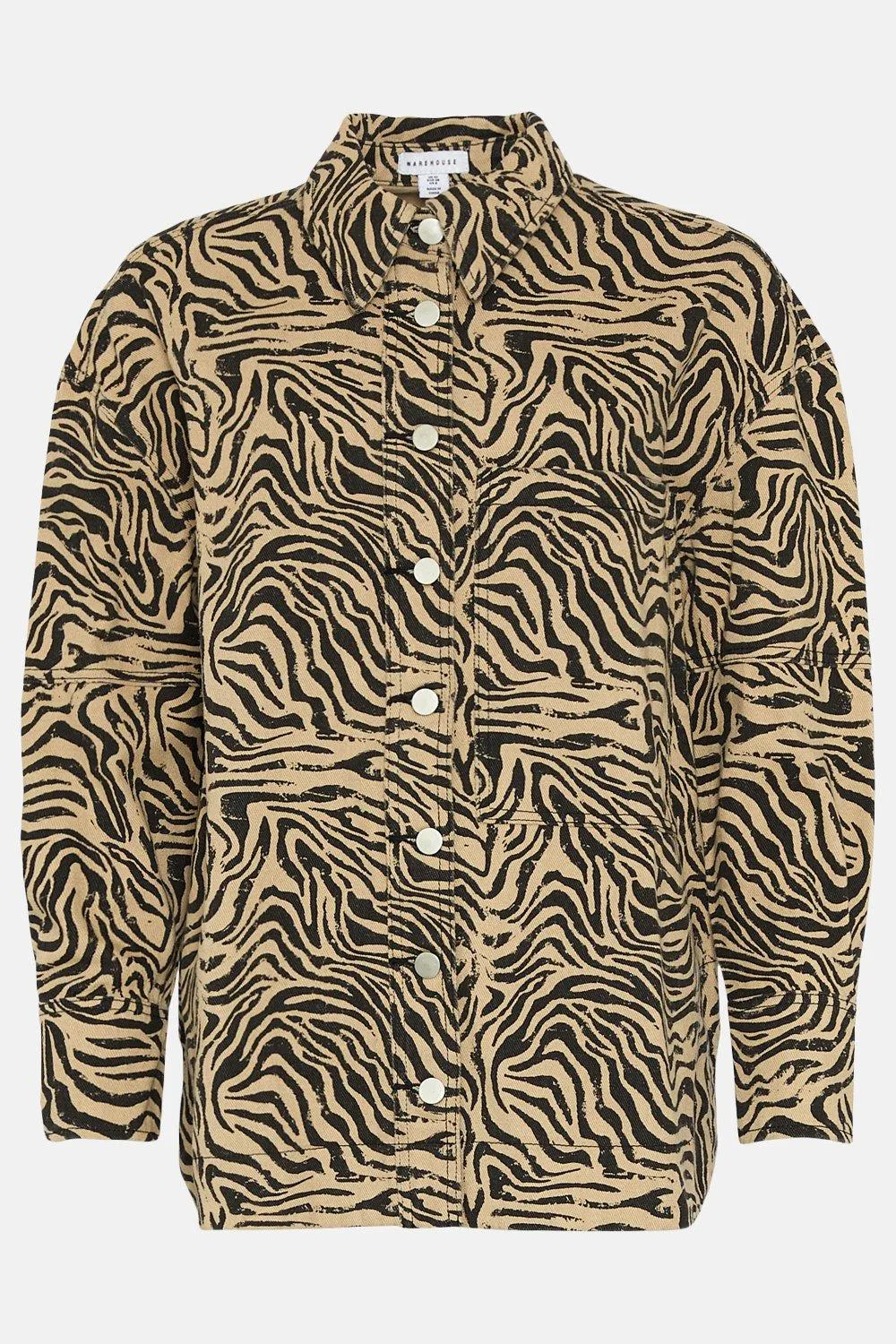 Jackets & Coats | Zebra Print Denim Oversized Shirt | Warehouse