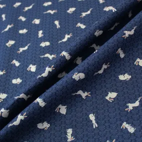 Japanese Indigo Rabbit Print Cotton Fabric