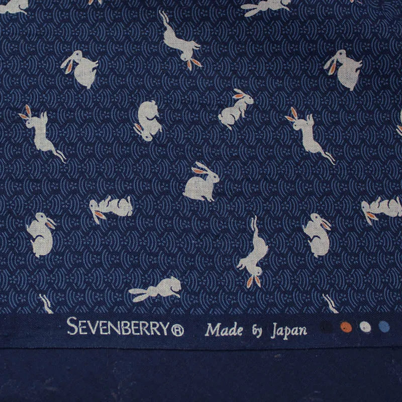 Japanese Indigo Rabbit Print Cotton Fabric