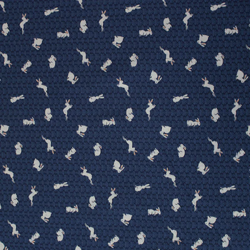 Japanese Indigo Rabbit Print Cotton Fabric