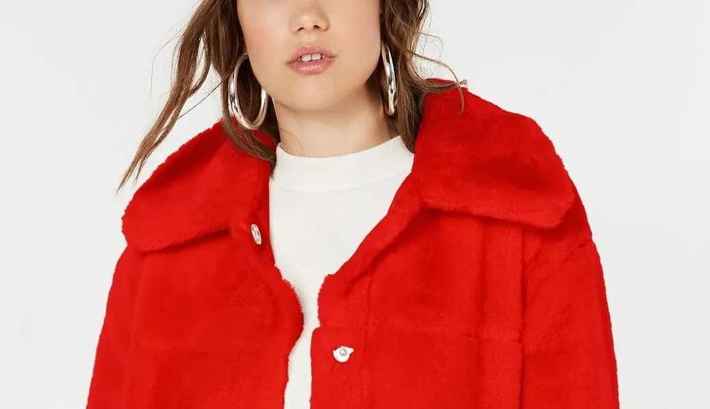 Jou Jou Junior's Red Faux Fur Jacket - Size Medium