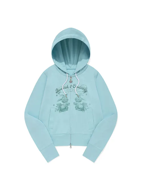 KIRSH WITTY BUNNY BOUQUET GIRL CROP HOODIE ZIP UP - Buy Now!