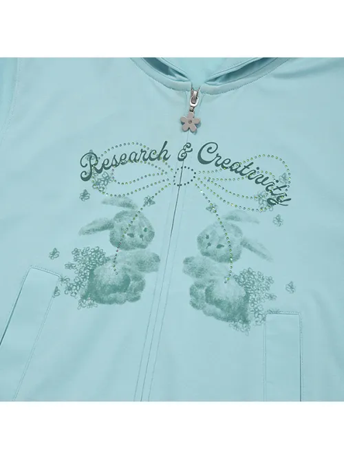 KIRSH WITTY BUNNY BOUQUET GIRL CROP HOODIE ZIP UP - Buy Now!