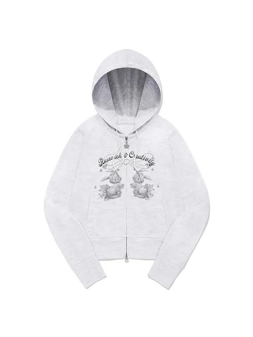 KIRSH WITTY BUNNY BOUQUET GIRL CROP HOODIE ZIP UP - Buy Now!