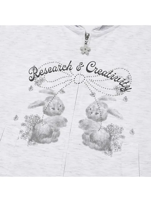 KIRSH WITTY BUNNY BOUQUET GIRL CROP HOODIE ZIP UP - Buy Now!