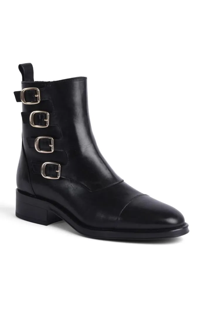 Ladies Multi Buckle Ankle Boots