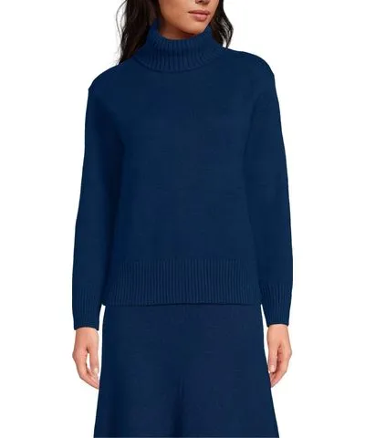 Lands' End Women's Cozy Lofty Hi Lo Hem Turtleneck Sweater