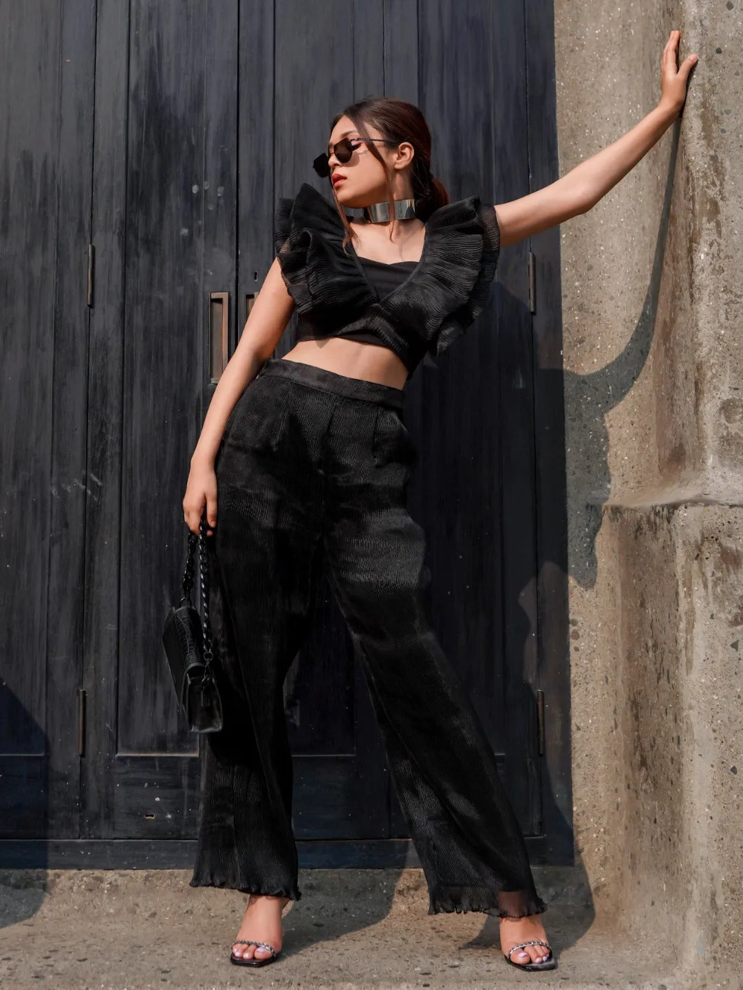 Long Organza Pleated Pants