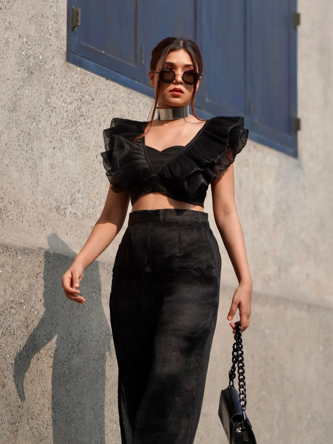 Long Organza Pleated Pants