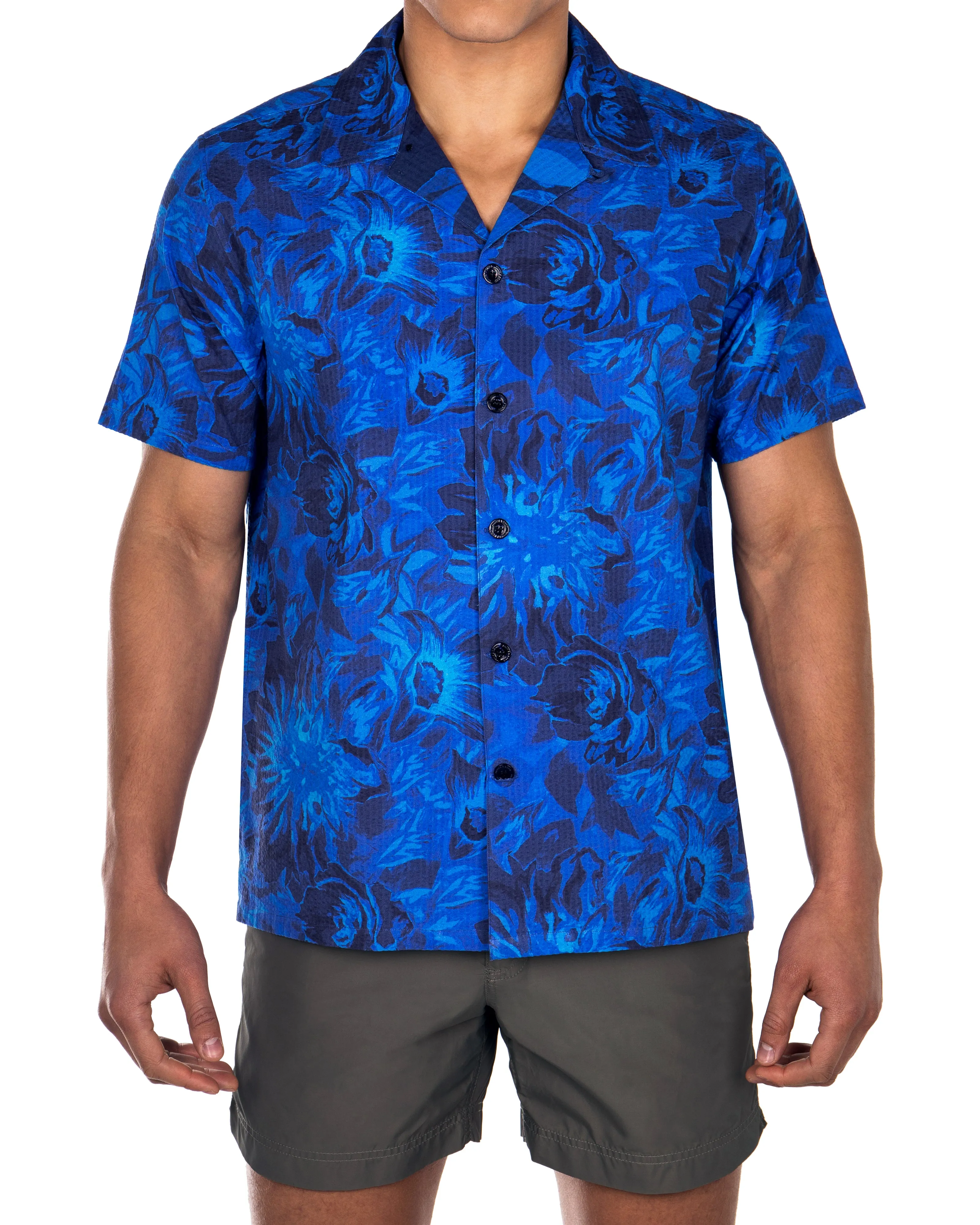 Luka Blue Floral Print Camp Collar Shirt