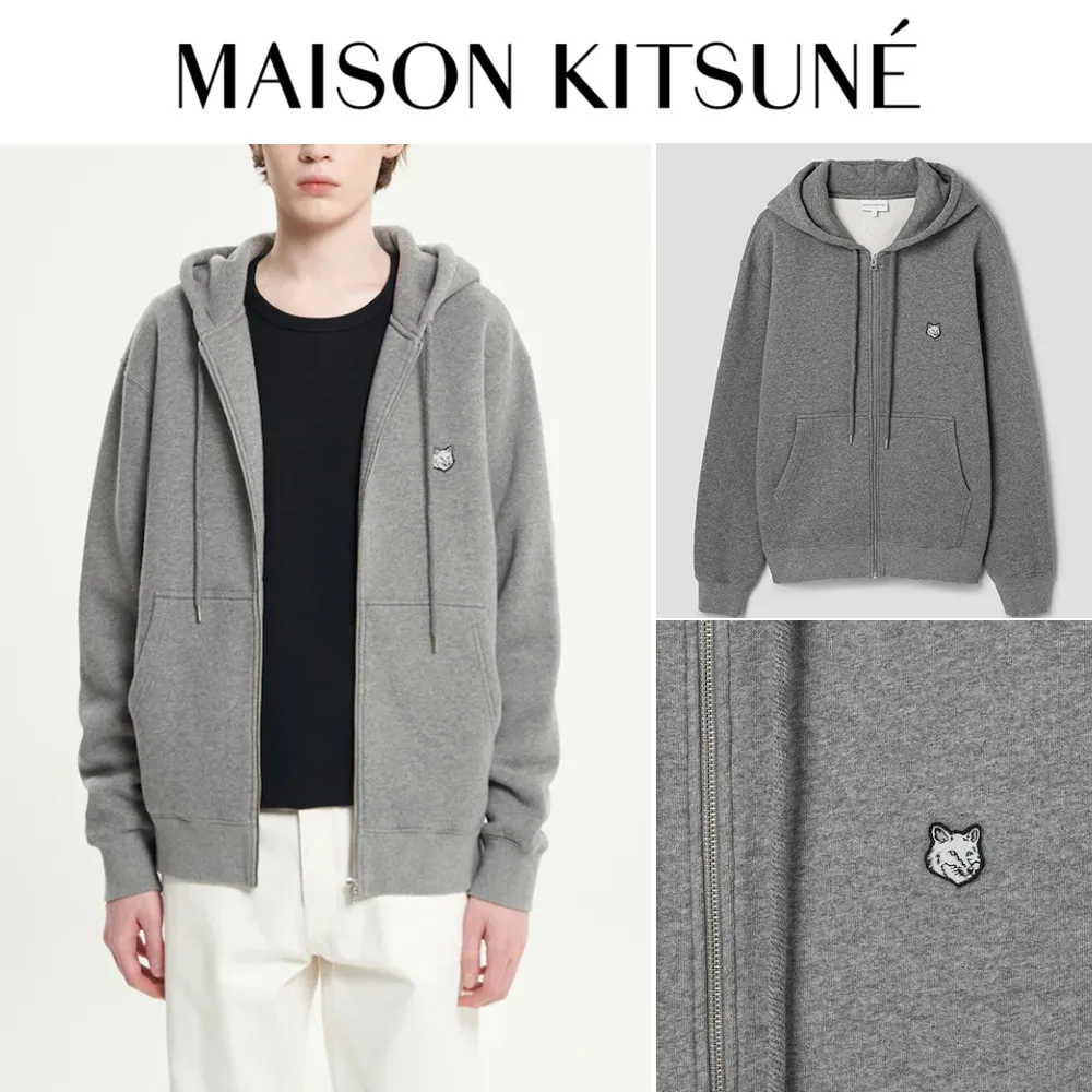 Maison Kitsune Unisex Animal Patterns Designer Hoodies+Logo