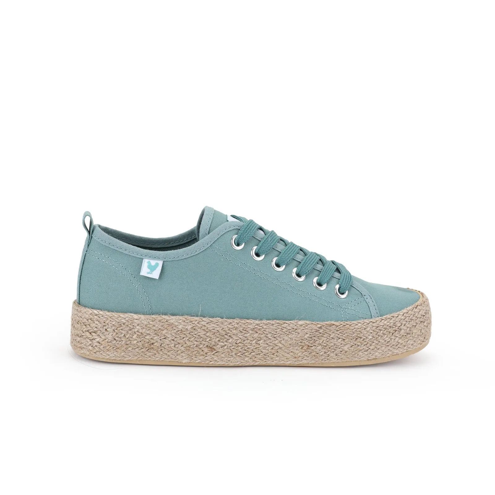 Mediterranean green canvas lace-up espadrille sneakers