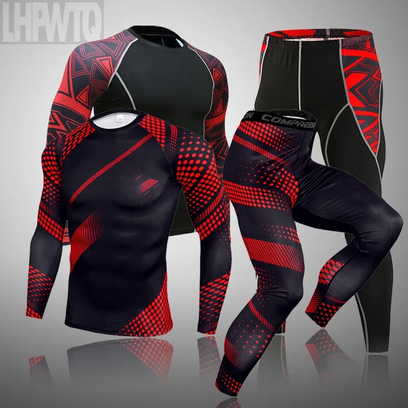 Men's Thermal Underwear Set for MMA Tactics and Fitness Leggings | Compression Sports Suit Long Johns