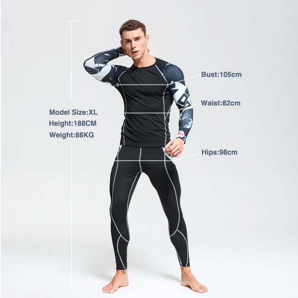 Men's Thermal Underwear Set for MMA Tactics and Fitness Leggings | Compression Sports Suit Long Johns