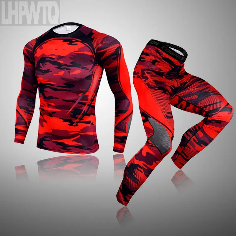 Men's Thermal Underwear Set for MMA Tactics and Fitness Leggings | Compression Sports Suit Long Johns